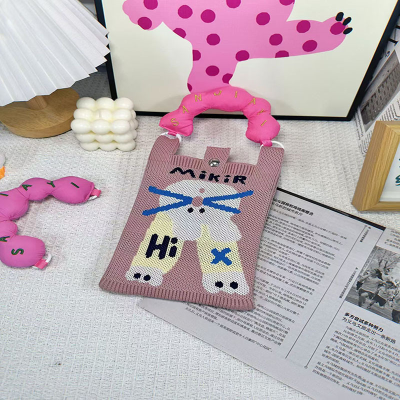 [거꾸로 된 흰 고양이] 핑크색 손잡이 + 어깨끈