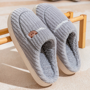 Waterproof Cotton Slippers Women's Winter Indoor Warm Thick Bottom fleece-lined Thick Bottom Soft Bottom Soft Surface Feeling Men's Cotton Slippers