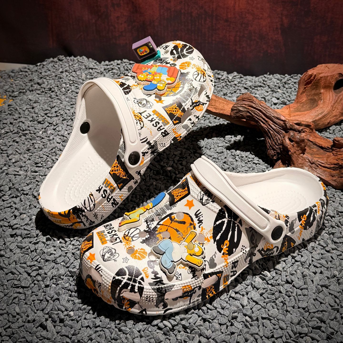 Zapatos de baloncesto transfronterizos 2026 nuevas sandalias de cabeza de bolsillo zapatos de playa para hombres zapatos de baloncesto casuales impresos zapatillas