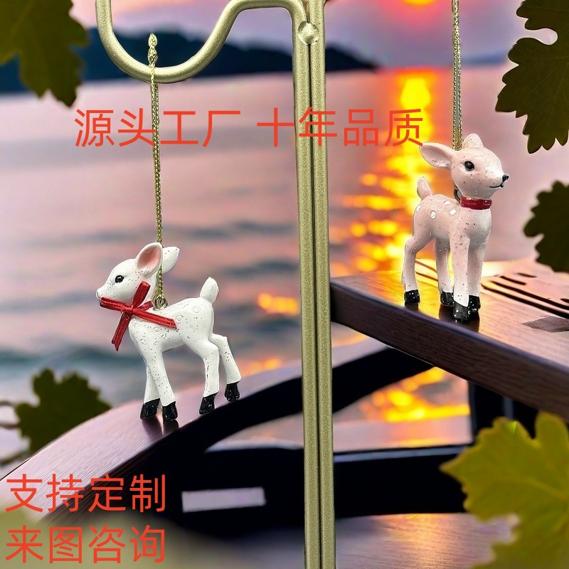 Cross-Border Hot Selling Cute Pink Deer Pendant Plastic Small Ornaments Home Decoration Creative Ornaments Mini
