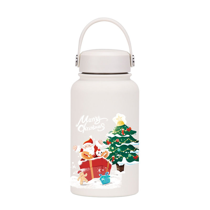Regalos de Navidad de gran capacidad taza de calor personalizada patrón al aire libre portable taza de agua de Santa