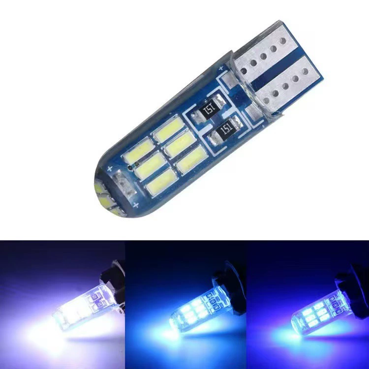 Автомобильный светодиодный световой индикатор T10 4014 15SMD силиконовый светильник с подсветкой