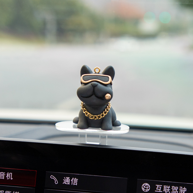 汽车中控台滑动摆件滑板情侣卡通熊轨道车载摆件滑动轨道批发|undefined