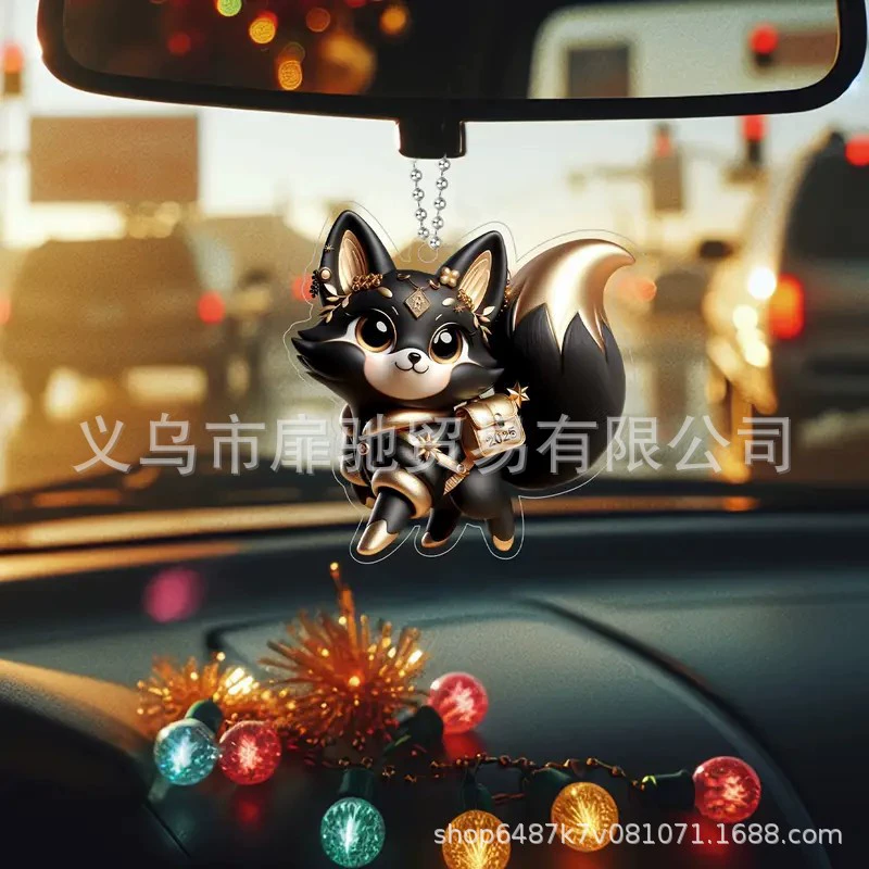 Новый черный золотой милый маленький лиса с плоской подвеской 2025 года