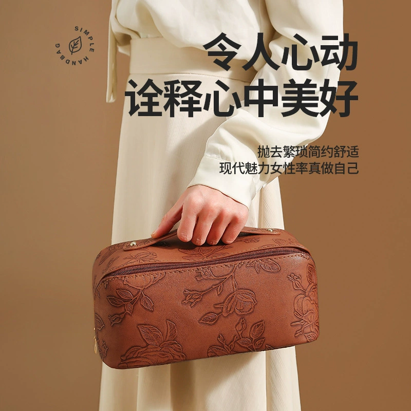 Pillow, polyurethane cosmetic bag, waterproof capacious retro organizer bag