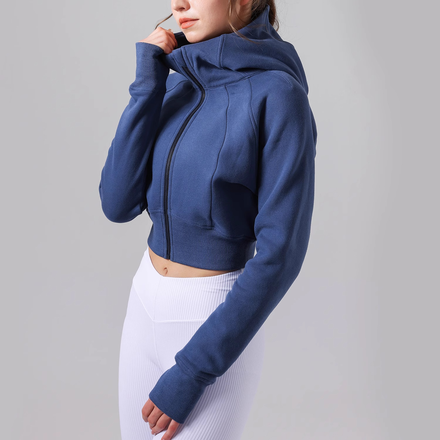 Autumn and Winter 2025 Thickeneded Yoga Clothing Tops Pure Color Sports Jackets Stand Collar Casual Zipper Slim Fit Outdoor Running
