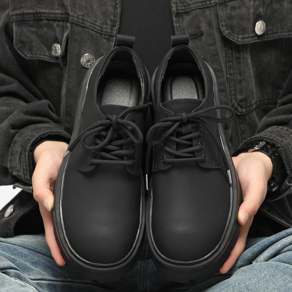 Chaussures en cuir décontractées pour hommes ShoeVault Cleanfit New Fashion Derby style britannique à gros orteil_voghion.com