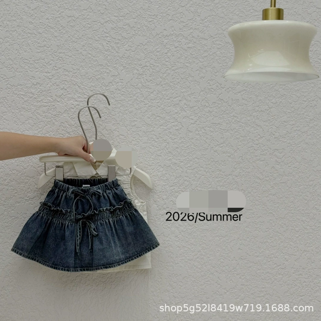 Южная/ Cute Girls Skirt 90-130 Sizes 2026 Summer Girls Korean Style Western Style Denim Skirt YY8235