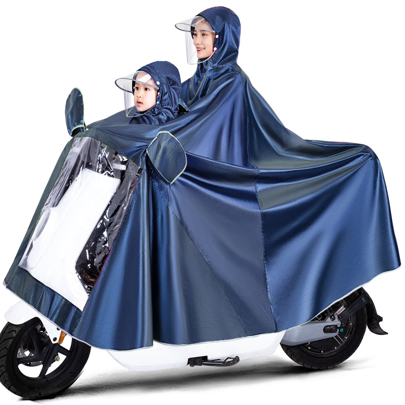 Coche eléctrico impermeable padre-hijo madre-hijo solo doble más tamaño poncho motocicleta batería coche largo cuerpo completo a prueba de lluvia