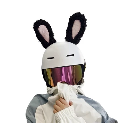 Motosiklet dəbilqələri Ski helmet decoration rabbit