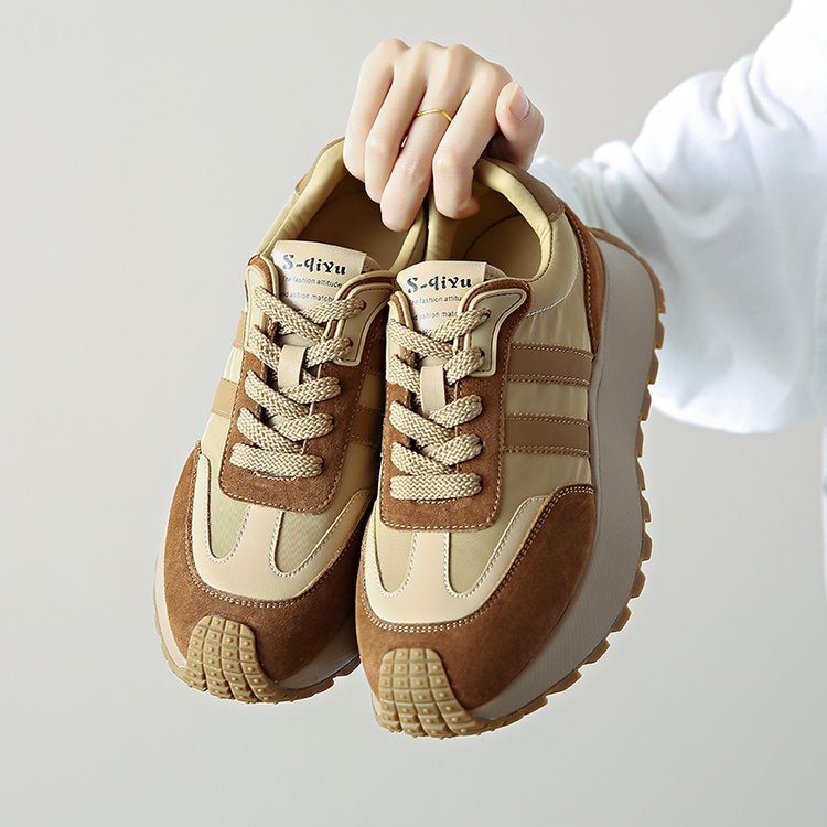 Forrest Gump Shoes Women's New Thick Sole Shoes Popular Women's Leather Heightening Retro Maillard Sports Women's Shoes_voghion.com