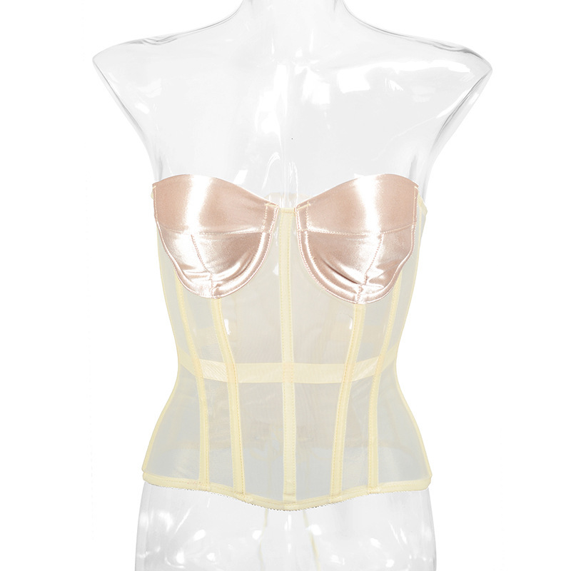 New Summer and Autumn Sports Shapewear European and American Style Fashionable Women's 23548 Satin Chest Cup Shaping Gauze Bra Shapewear