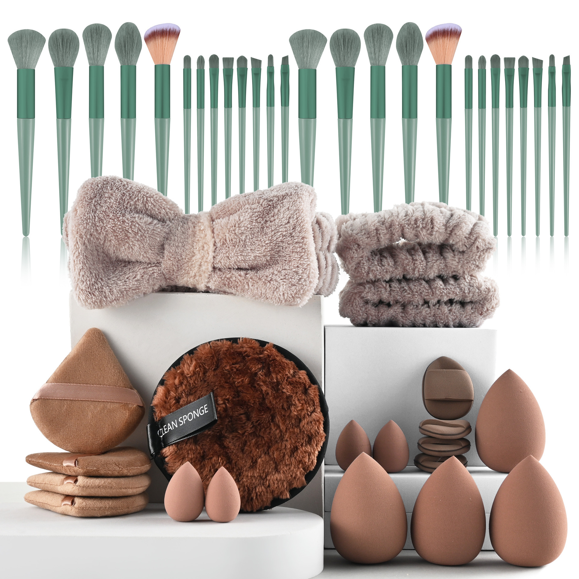 40pc set de herramientas de maquillaje de belleza de venta en caliente transfronteriza, un conjunto completo de 46 pinceles, una gran combinación de lavado de cara, maquillaje en polvo