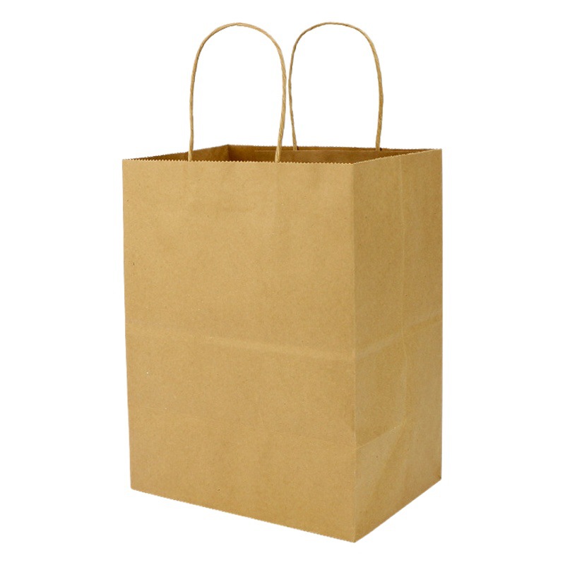 Bolsa de papel kraft para llevar bolsa de papel desechable de fondo cuadrado bolsa de papel empaquetada té con leche bolsa de mano ropa bolsa de papel portátil grande