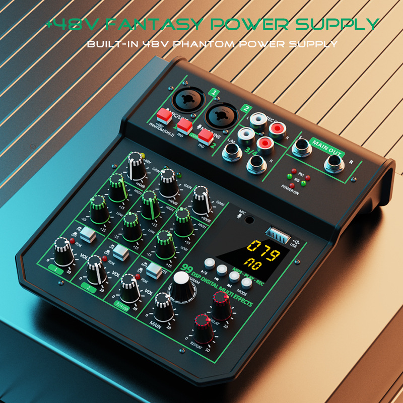 (2개) 전문 믹서 쿼드 컴퓨터 녹음 99DSP 라이브 홈 스테이지 USB DJ믹서