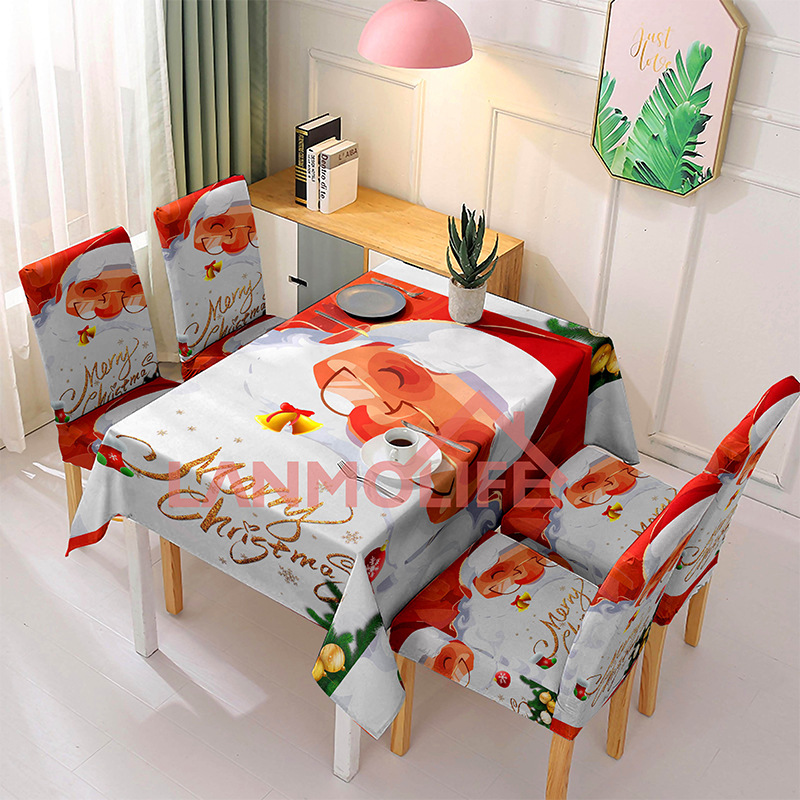 Navidad transfronteriza muñeco de nieve impresa manto de mesa decoración festiva de poliéster manto de mesa rectangular manto de mesa a prueba de polvo mayorista