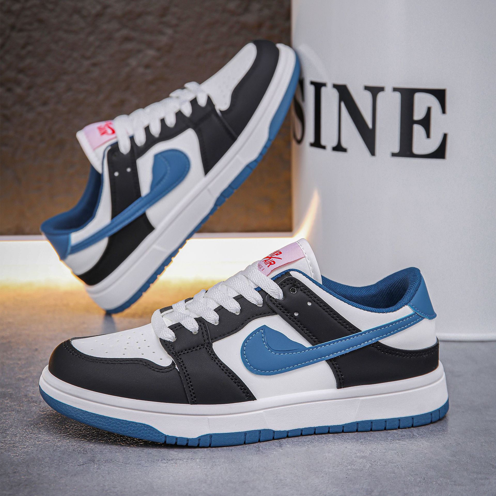 black and white blue