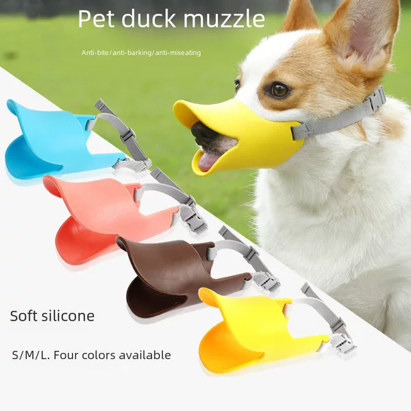 Dog Muzzle, Anti-Biting, Anti-Barking, Silicone Yellow Duckbill Muzzle, Comfortable, Breathable, Adjustable Rope, Anti-Tamper Dog Mask Wholesale