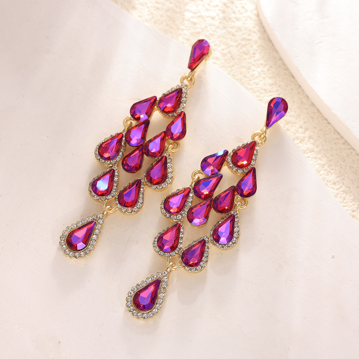 30g Weight Alloy Ear Needle Material Rhinestones Inlay Material Drop Earrings Classification 1 Pair Quantity Holiday, Daily Occasion Alloy Material Rhombus Pattern Spring&Summer Season Women's Gender Inlay Design Vacation, Classic Style Style 1 Pair Vacation Classic Style Rhombus Inlay Alloy Rhinestones Drop Earrings 8