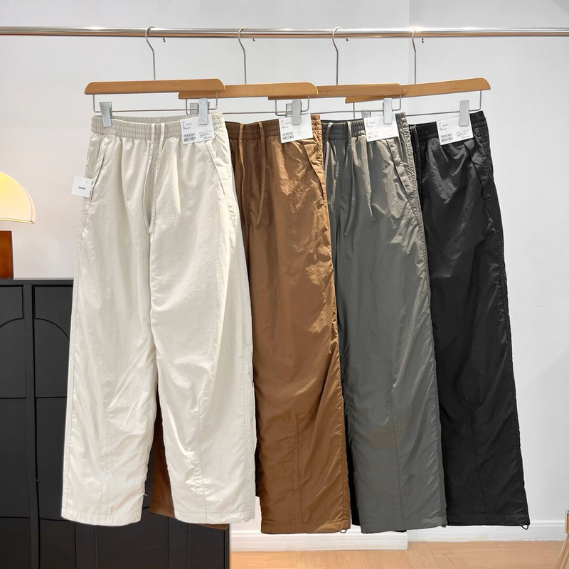Japanese-style women's warm and casual long pants/autumn and winter new elastic waistband fleece-lined wide-leg straight pants/paratrooper pants Japanese-style women's warm and casual long pants/autumn and winter new elastic waistband fleece-lined wide-leg straight pants/paratrooper pants