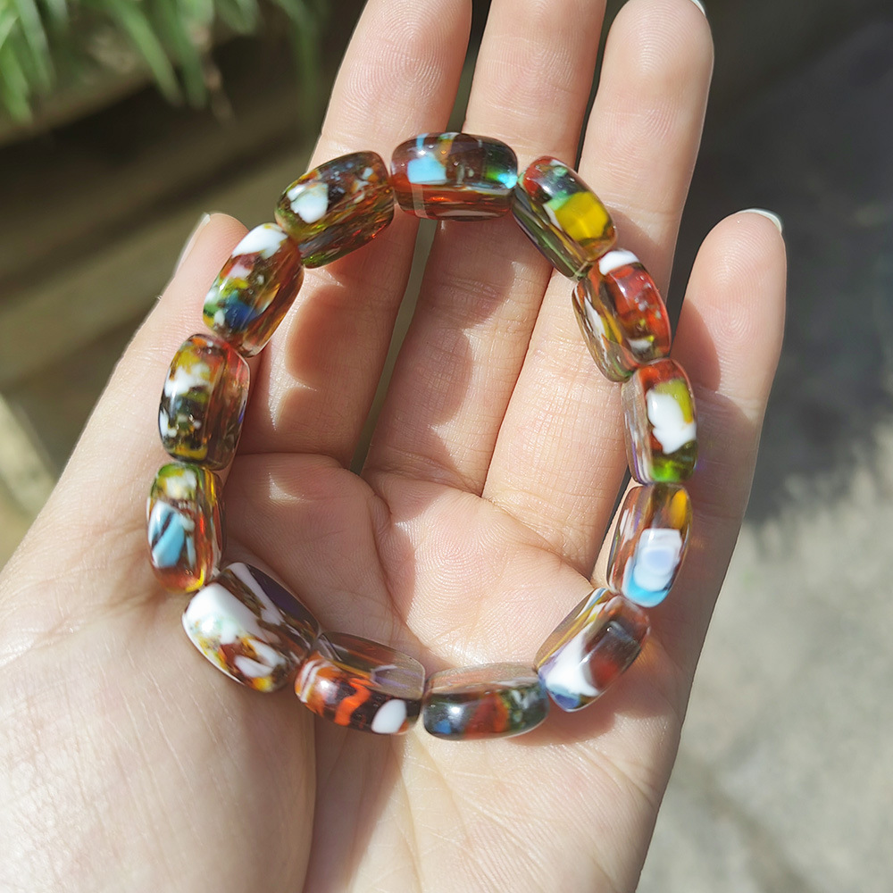 40g Weight Stretch Adjustable Clasp Closure Type Bracelets Classification glass Chain Material Handmade Chain Chain Type 1 Piece Quantity Daily Occasion glass Material Geometric Pattern All Seasons Season Women's Gender Simple Style Style Simple Style Geometric Glass Handmade Chain Stretch Adjustable Beaded Bracelets Wholesale 11
