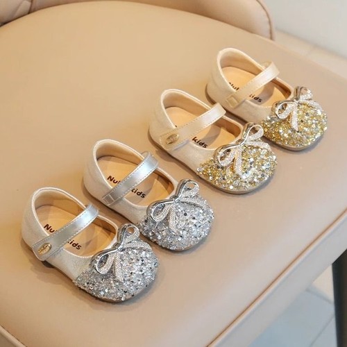 Baby Shoes 2025 Spring and Autumn Children's Crystal Princess Shoes for Girls, Sparkling Diamond Non-Slip Toddler Learning to Walk Shoes, Fashionable and Versatile