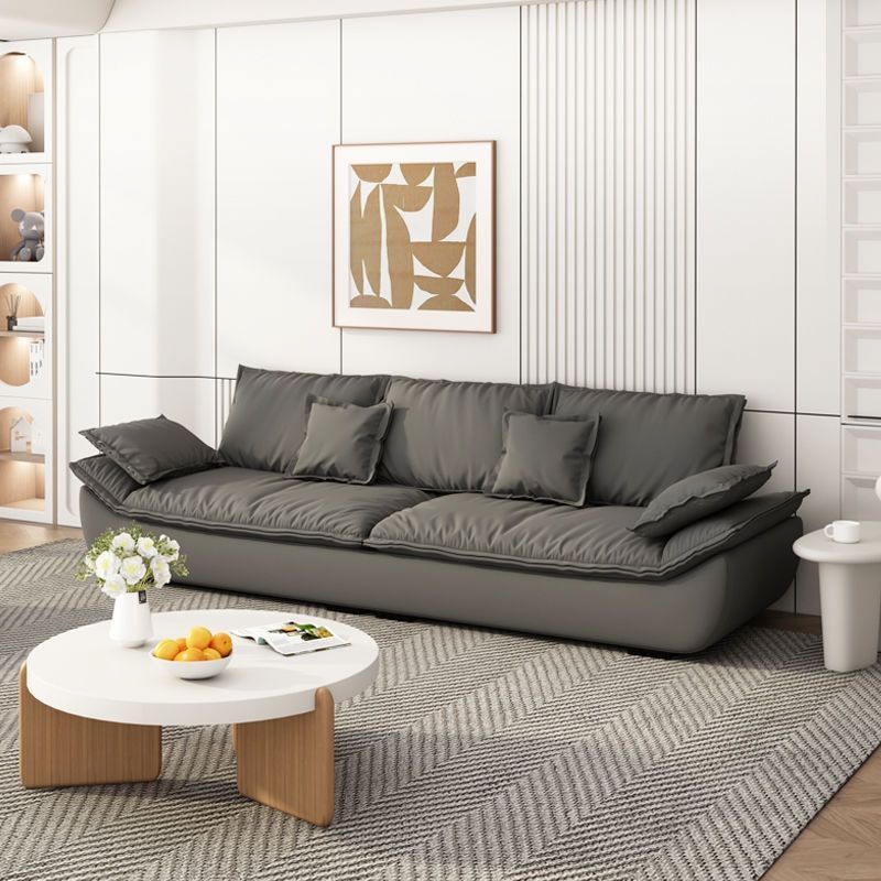 Tech Fabric Sofa for Living Room, Italian Minimalist Style, Extra-Large Seat Depth, Latex, Trendy Cat Scratch-Resistant Genuine Leather Sailboat Sofa