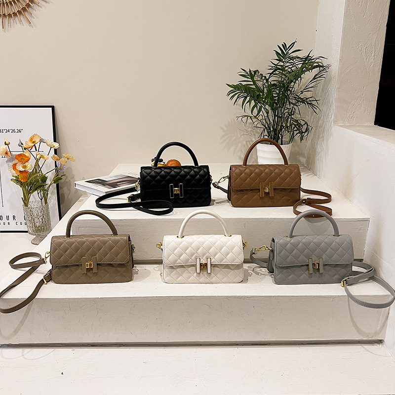 2023 new style small fragrant style rhombic bag new fashion shoulder bag design sense all-match handbag_voghion.com