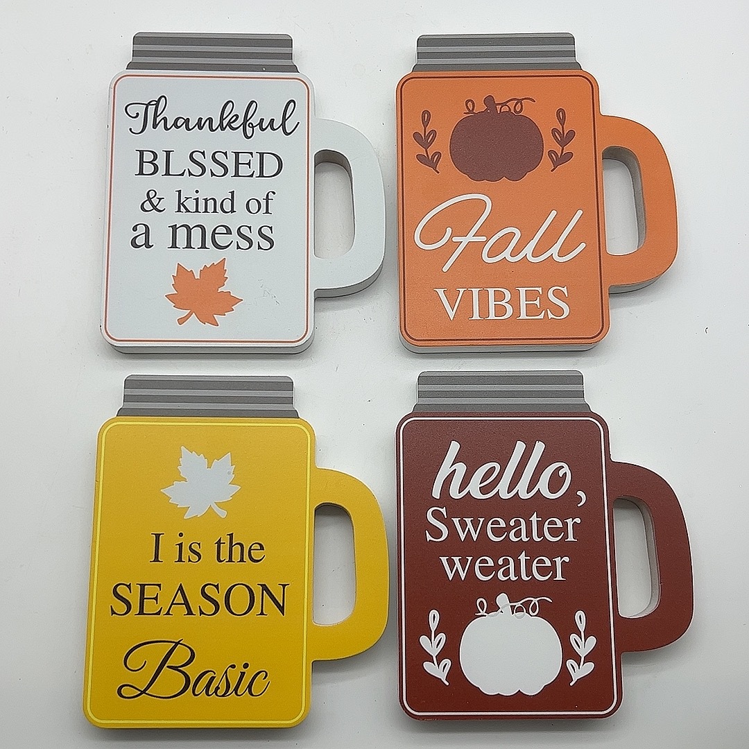 Transfronterizo 4PCS cosecha de Acción de Gracias tazas de vino modelado bandeja de madera decoración de mesa