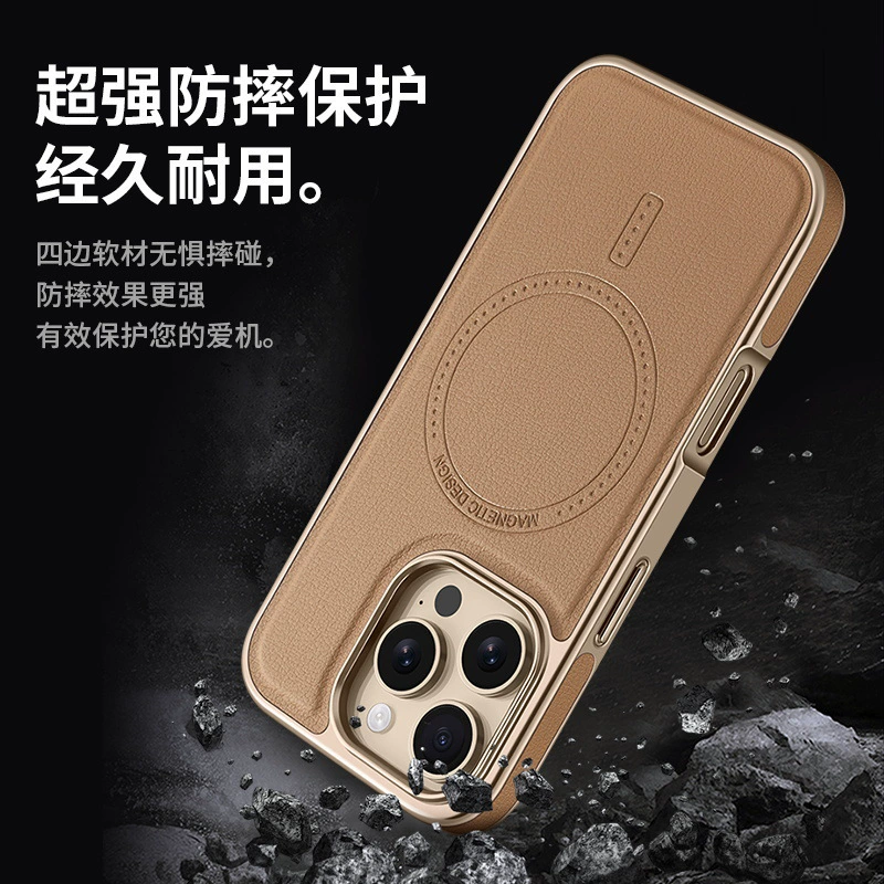 Фабричный кожаный чехол высокого класса для нового iPhone 15, подходит для 14/13, защитный чехол Apple 16 Pro Max с магнитным держателем