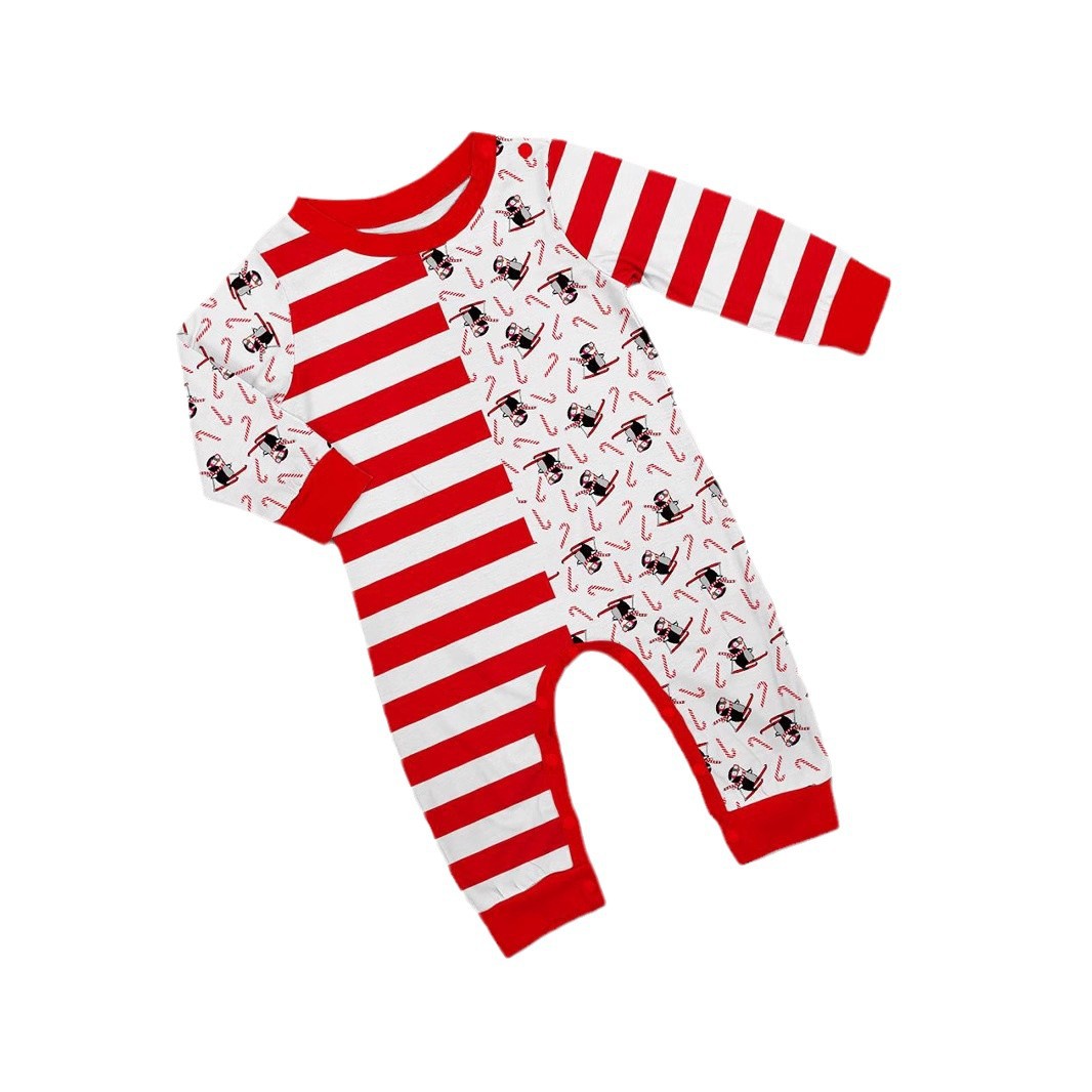 Kerst Pinguïn Candy Cane gestreepte Kerst Familie pak bedrukte homewear pyjama_voghion.com