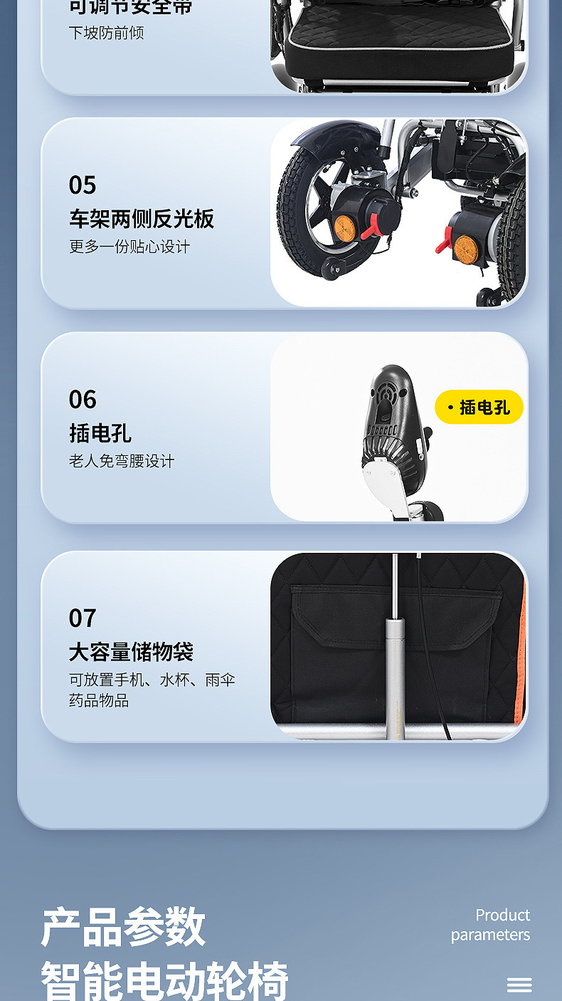 Billion Electric Wheelchair Foldable Fully Automatic Long-Life Lithium Battery Lightweight Wheelchair for the Elderly and Disabled