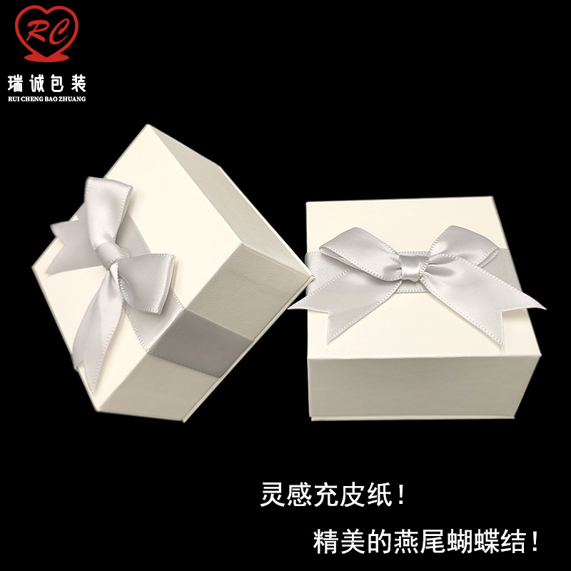 直角充皮纸盒欧式对戒盒 黑色绒布饰品包装盒 韩版蝴蝶结首饰盒