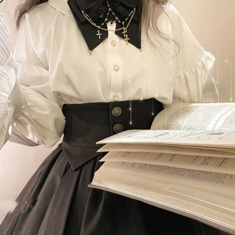 Рождественский фонарик, рубашка, подтяжки, юбка, стиль Lolita