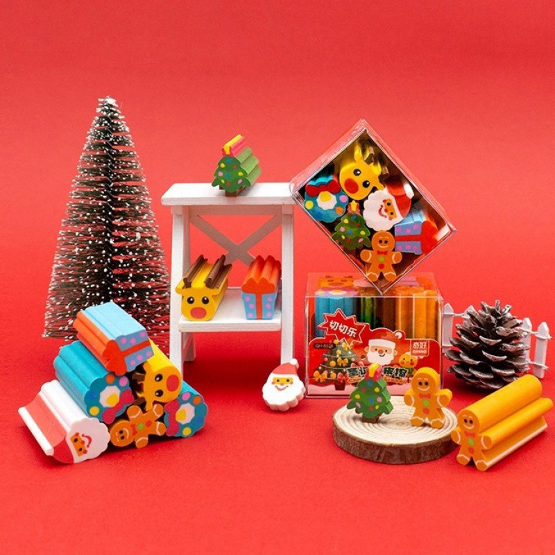 Papelería con tema de Navidad Papá Noel árbol de Navidad para estudiantes de primaria lápiz borracha borracha cortable