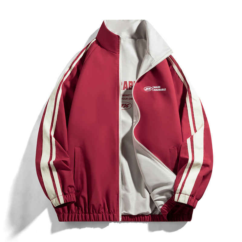 2025 Autumn New Double-Sided Wearable Two-Way Trendy Jacket Spring and Autumn New Double-Sided Jacket Men's Stand Collar