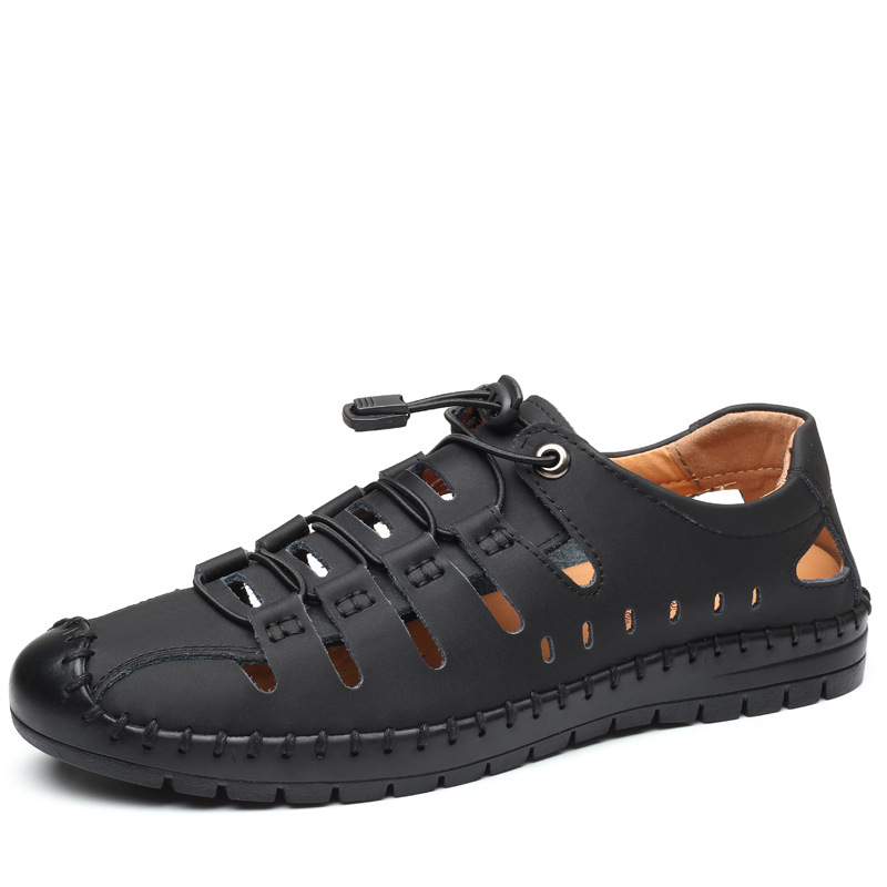 Verano nuevo estilo sandalias de cuero para hombres zapatos de cuero con agujeros transpirables zapatos de cuero casuales para hombres huecos zapatos para hombres zapatos comerciales