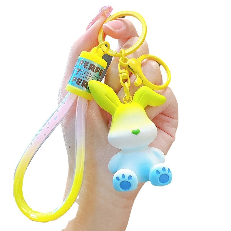 Accesorios llavero pequeño regalo moda gradiente creativo plegable conejo colgante lindo exquisito coche mochila