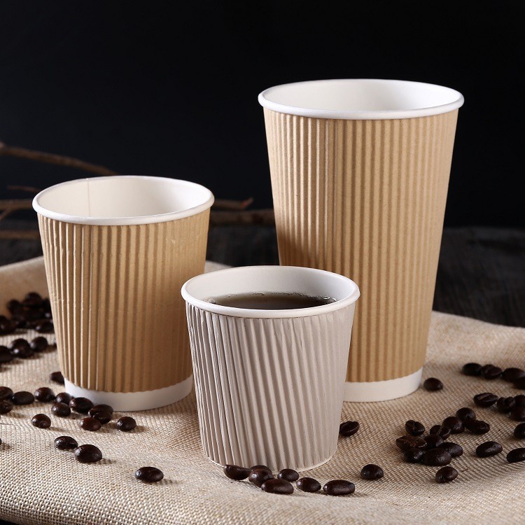 Vasos de papel desechables para café, vasos de papel corrugado de doble capa para té con leche, vasos de papel para bebidas calientes para llevar de alta gama, personalizados