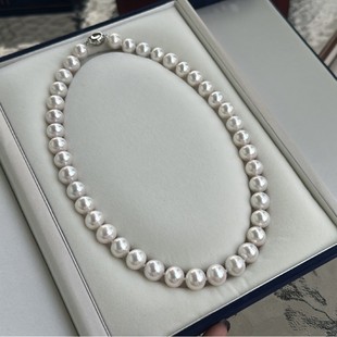 Australian White Replacement! 2025 Zhuji Pearl 10-12mm Freshwater Edison Pearl Necklace Strong Light S925 Silver Buckle