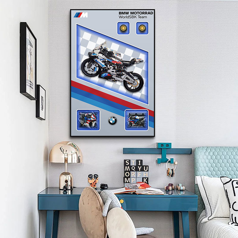 Compatible con bloques de construcción, pintura de decoración de automóviles, sala de estar, dormitorio, habitación de niños, pintura de lámpara de control remoto tridimensional, bloques de construcción, marco de fotos de pared