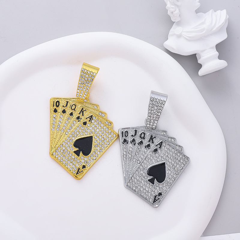 Collana con ciondolo a forma di carta da gioco hip hop uomo_voghion.com