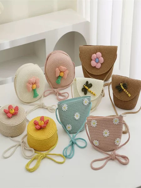 Children's Summer Cute Small Bag Women's New Online Celebrant Fashion Coin Purse Straw Bag Baby's Travel Crossbody Trendy
