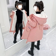 女童秋冬装新款韩版童装绒外套中大童儿童中长款派克服棉服
