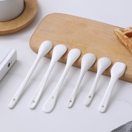 Ceramic mini spoon household commercial tableware spoon coffee spoon dessert spoon stirring spoon spoon condiment spoon
