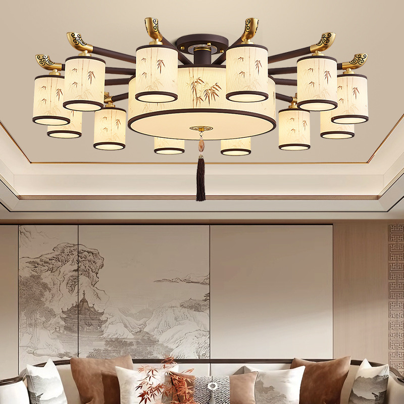 Song-style aesthetics, new Chinese-style living room chandelier, Zen-inspired national style, tea room, bedroom, study, fabric dining room lamp, Zhongshan lighting fixtures Song-style aesthetics, new Chinese-style living room chandelier, Zen-inspired national style, tea room, bedroom, study, fabric dining room lamp, Zhongshan lighting fixtures