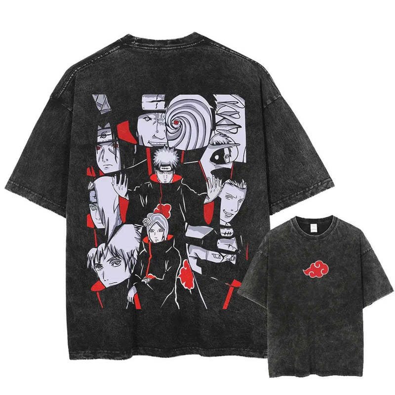 Cross Border-Naruto-Printed Wash Water plus size Dressed Wash Water T-Shirt