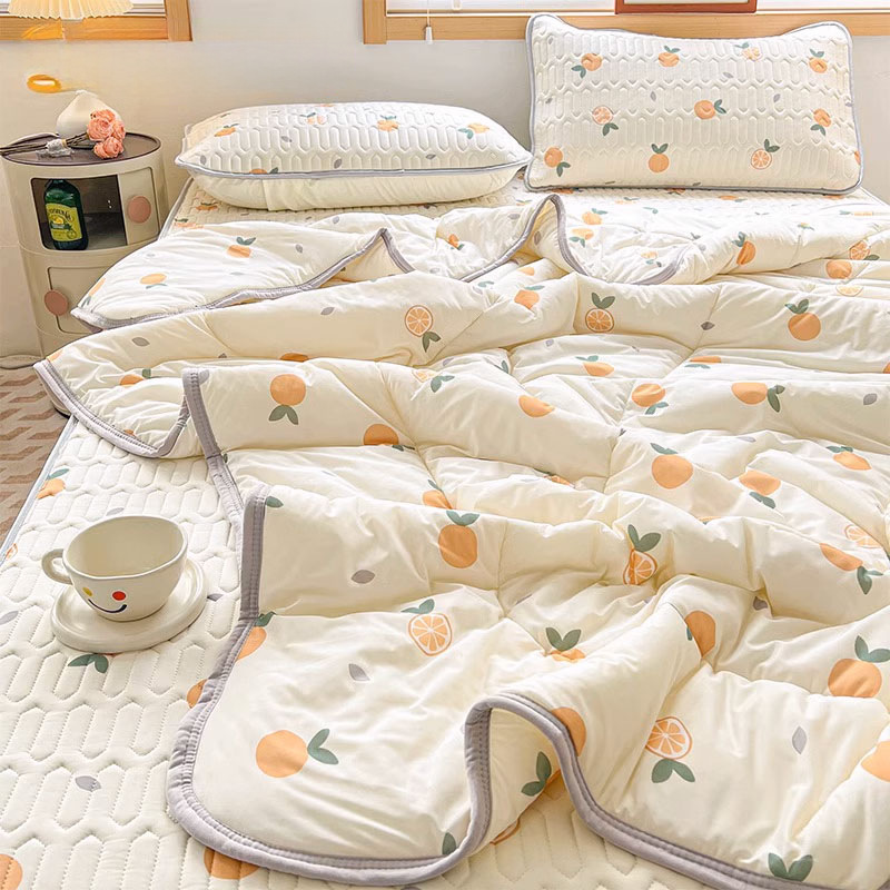 Juego de cuatro piezas de seda de hielo de verano, edredón fresco de verano, nuevo juego de cama de sábanas de látex de verano 2025