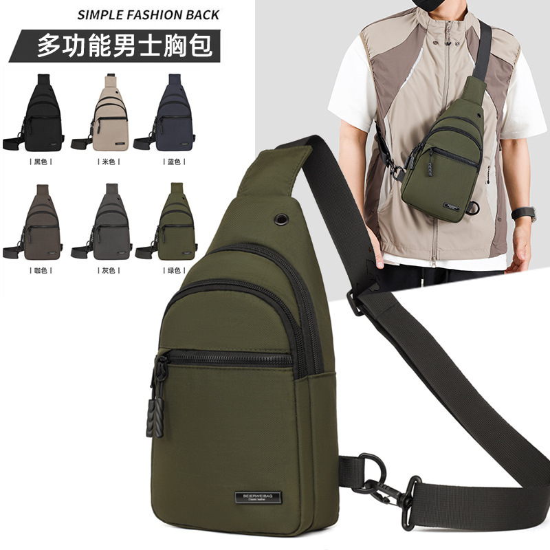 Cross-Border New Multi-Layer Crossbody Bag, Versatile Casual Portable Shoulder Bag for Daily Use, Portable Commuting Men's Chest Bag