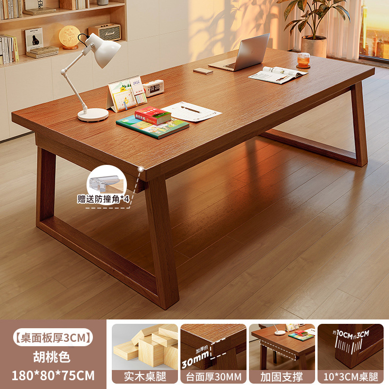 Salón de estar escritorio largo para la sala de estar escritorio de escritorio escritorio de madera maciza escritorio de computadora para estudiar doble mesa larga